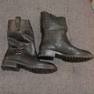 Banana Republic Gold Studded Black Moto Boots